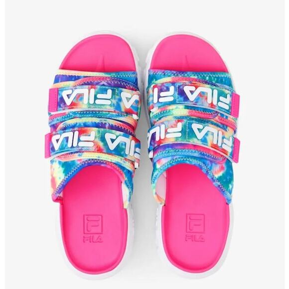 Fila Sport Pink Multicolor Tie Dye Slide Sandals Womens Size 11 Outdoor Shoes - Picture 3 of 15